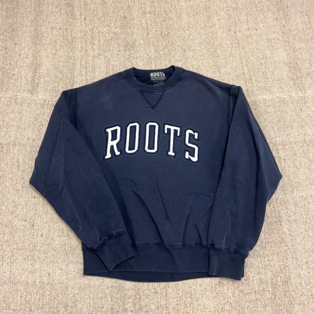 Vintage Roots‎ Sweatshirt Mens XS Blue 1990s Canada Spellout